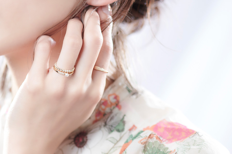 Swallow small pearl stack ring7